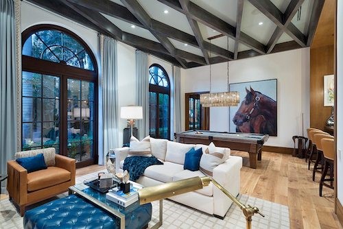 Luxury Modern Game Room with Large Horse Painting