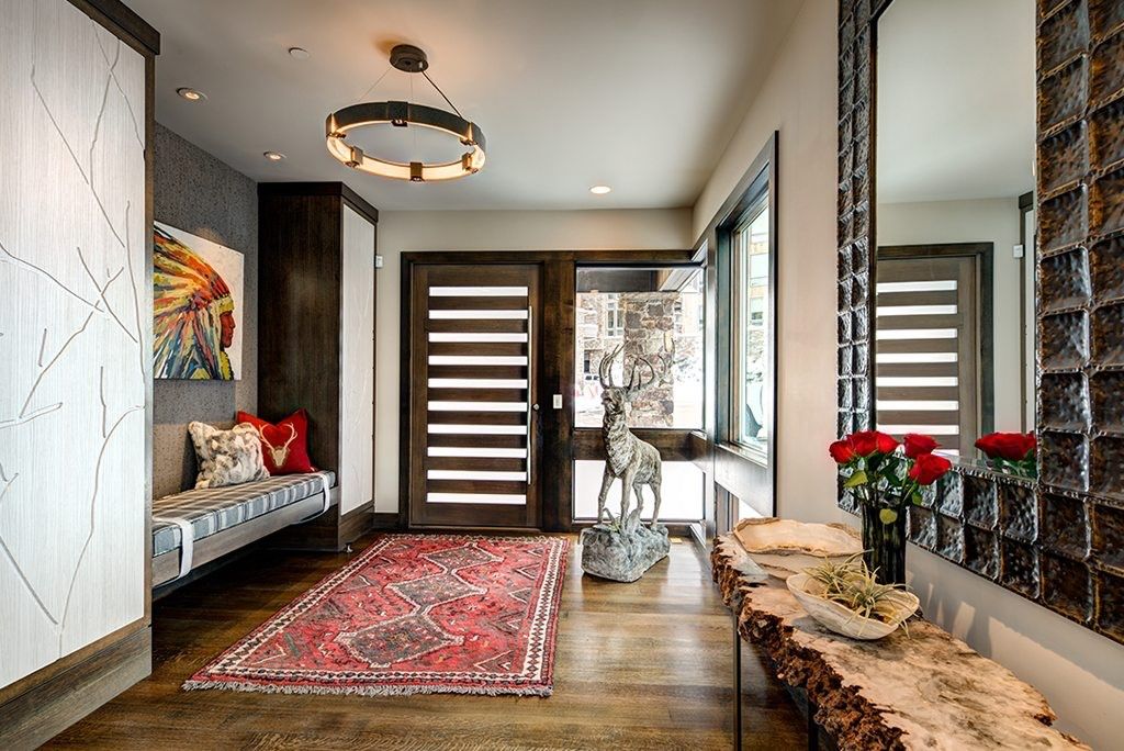 Rustic Modern Lodge's luxurious grand foyer